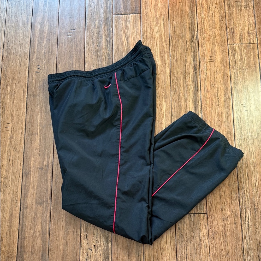 Women’s Black Track Pants with Red Accents